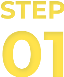 Bold yellow text reads "STEP 01" on a black background.