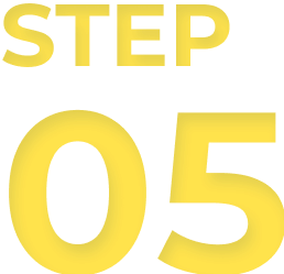 The image shows the text "STEP 05" in bold, yellow letters on a transparent background.